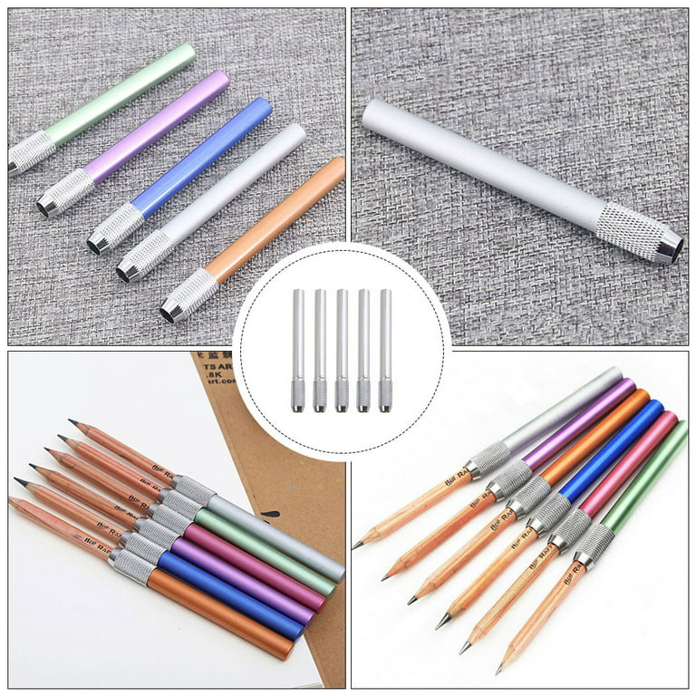 5pcs Metal Pencil Extender Pencil Lengthener Portable Art Pencil Lengthener  