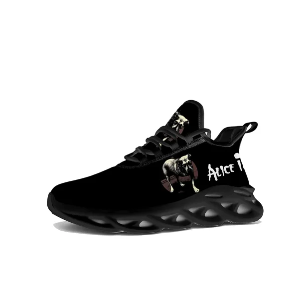 Zapatillas deportivas planas con diseño de banda de rock In Chains para hombre y mujer, zapatillas deportivas populares para correr, zapatillas con cordones de malla, calzado a medida.