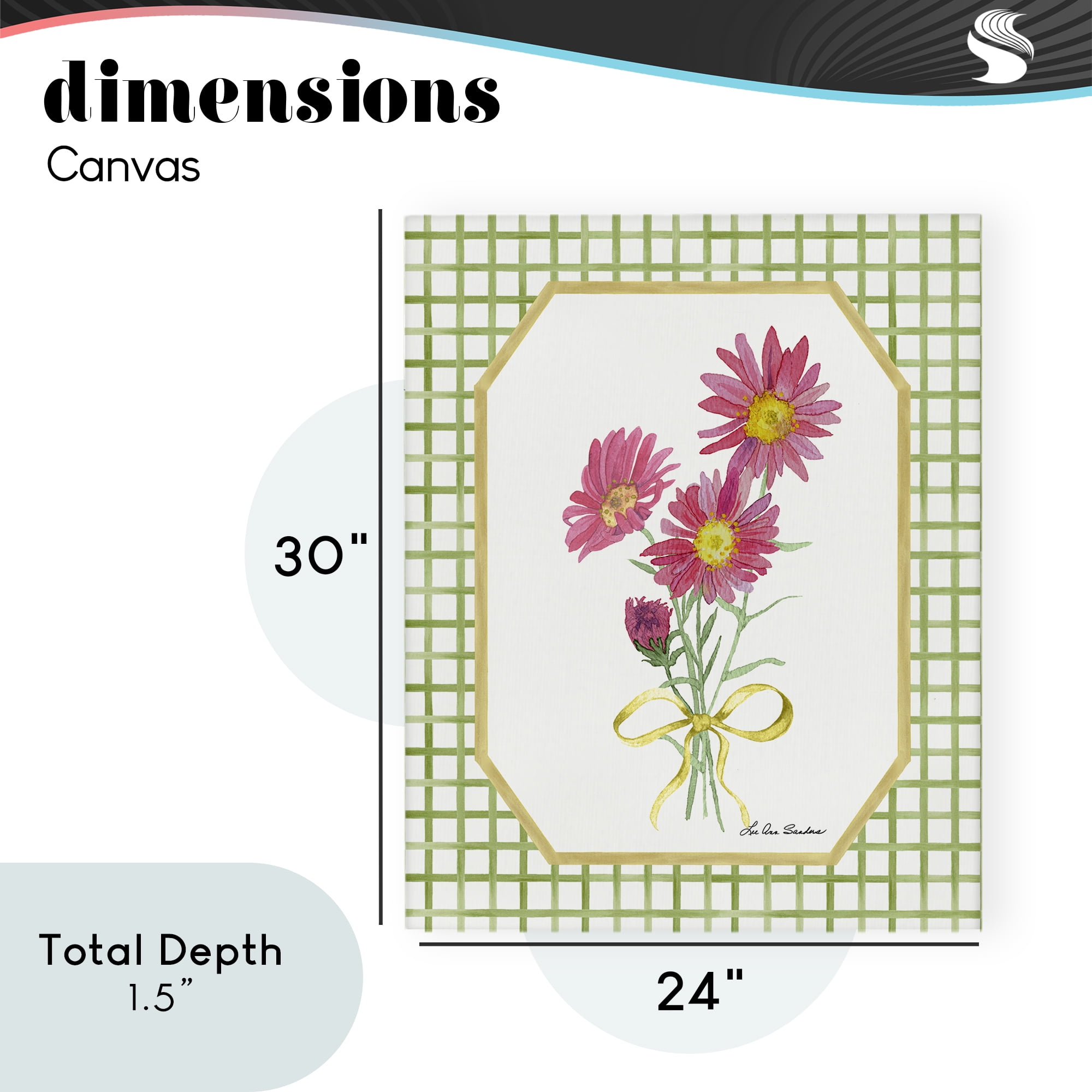 Botanical Story on Gingham Canvas Wall Art, design by Lee Ann Sanders