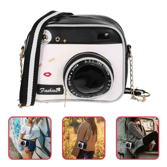 Worgeous Cute Camera Handbag Purse Shoulder Retro Shape 's Black