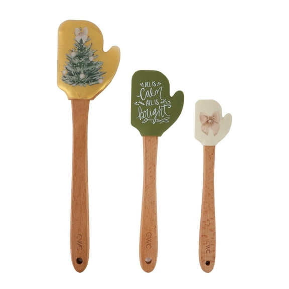 CWC 3PC MIT SPATULA SET 12 10 8-Gold Treen