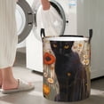 thumbnail image 5 of Fotbe Black Cat in Wildflowers Pattern Laundry Basket with Handles, Waterproof Large Laundry Hamper, Wash Bag for Corner Dorm, Rolling Laundry Basket with Handles-Small, 5 of 6