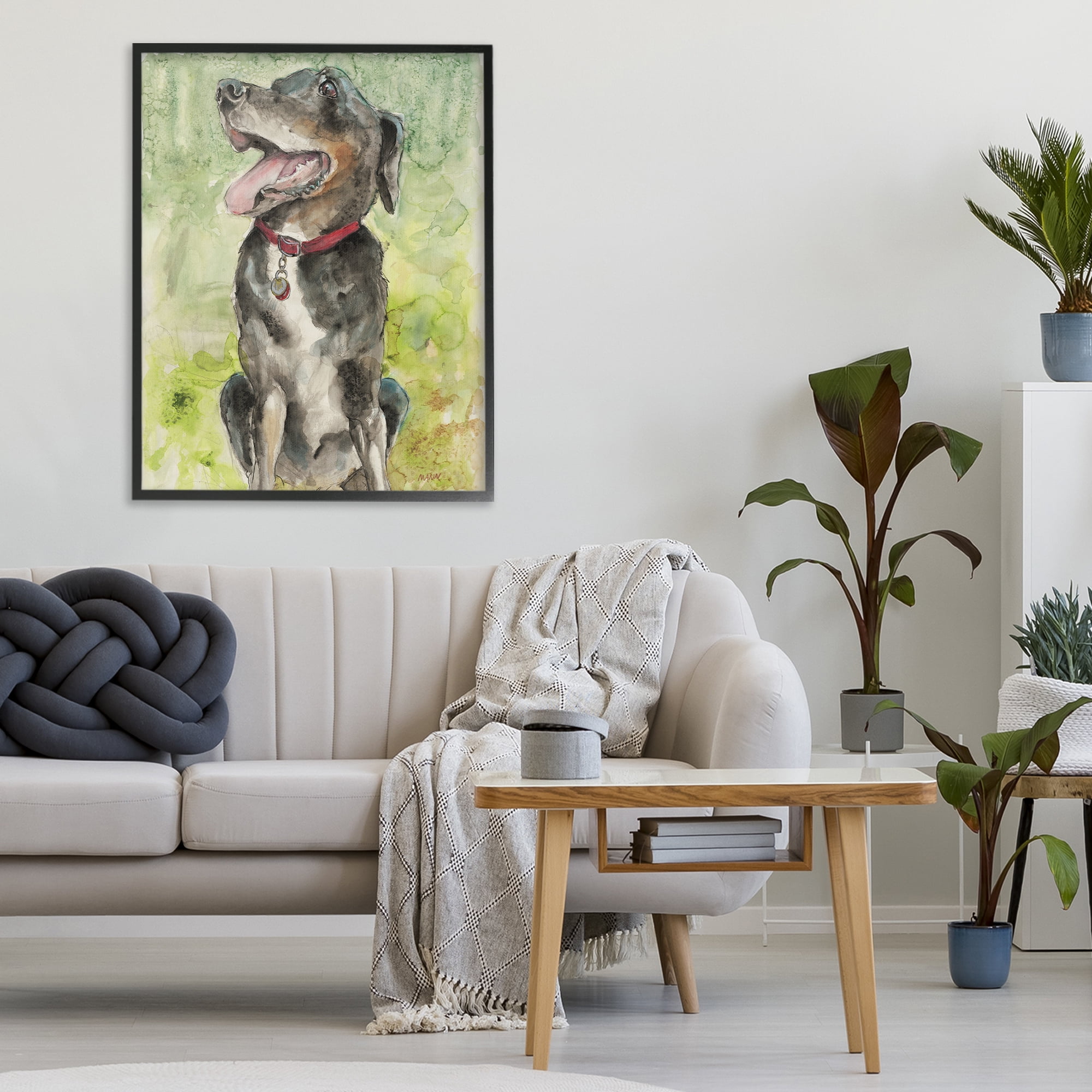 Stupell Industries A Dog's Happiness Black Framed Giclee Art, design by Patti Mann