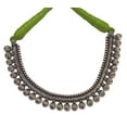 thumbnail image 2 of athizay Lime Green Thread Choker Necklace oxidized silver Burnish Silver antique statement jewellery, 2 of 4