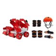 thumbnail image 1 of Qwick Click Patins à Roulettes avec Ensemble de Protection Kit de Protection pour Patinage, Cyclisme, Planche à Roulettes pour Enfants de 6 à 15 Ans avec Protège-Genoux, Coudières et Poignets (Rouge & Orange), 1 of 4