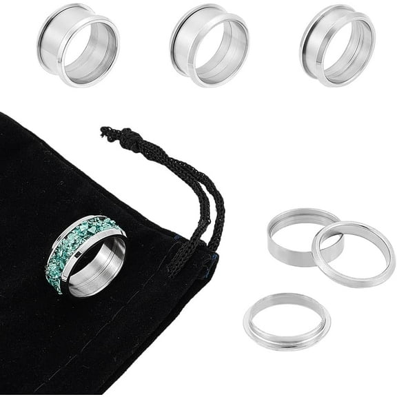 3Pcs 3 Sizes Stainless Steel Grooved Finger Ring Settings Ring Core Blank for Inlay Ring Jewelry Making Polished Comfort Grooved Finger Ring DIY
