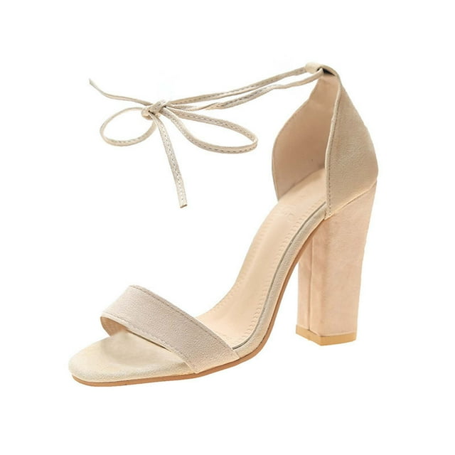 Amzcrzy Zapatos de mujer,Zapatos de mujer,Zapatillas de mujer, Sandalias informales de verano con punta abierta para mujer, con cordones, de color liso, de tacón alto y grueso. Sandalias Mujer Zapati