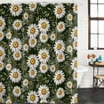 thumbnail image 2 of Daisies Flowers Bathroom Shower Curtains with Hooks, Idyllic Leaves Green Background Waterproof Fabric Washable Shower Curtain for Home Hotel Bathtub Decor 72x72 Inch, 2 of 9