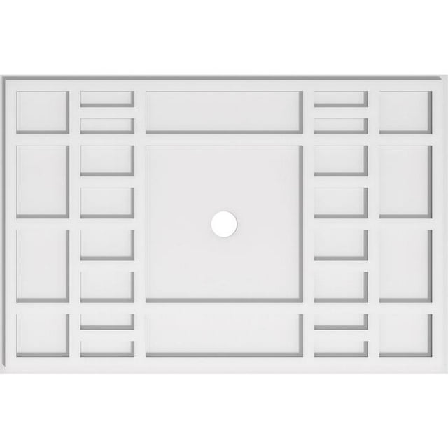 Ekena Millwork CMP34X22BX-02000 2 in. ID x 11.75 in. Rectangle Beaux Architectural Grade PVC Contemporary Ceiling Medallion