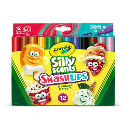 Wedge Tip Scented Markers: Washable, Fine & Broad Tip, Multicolored, Ages 3 