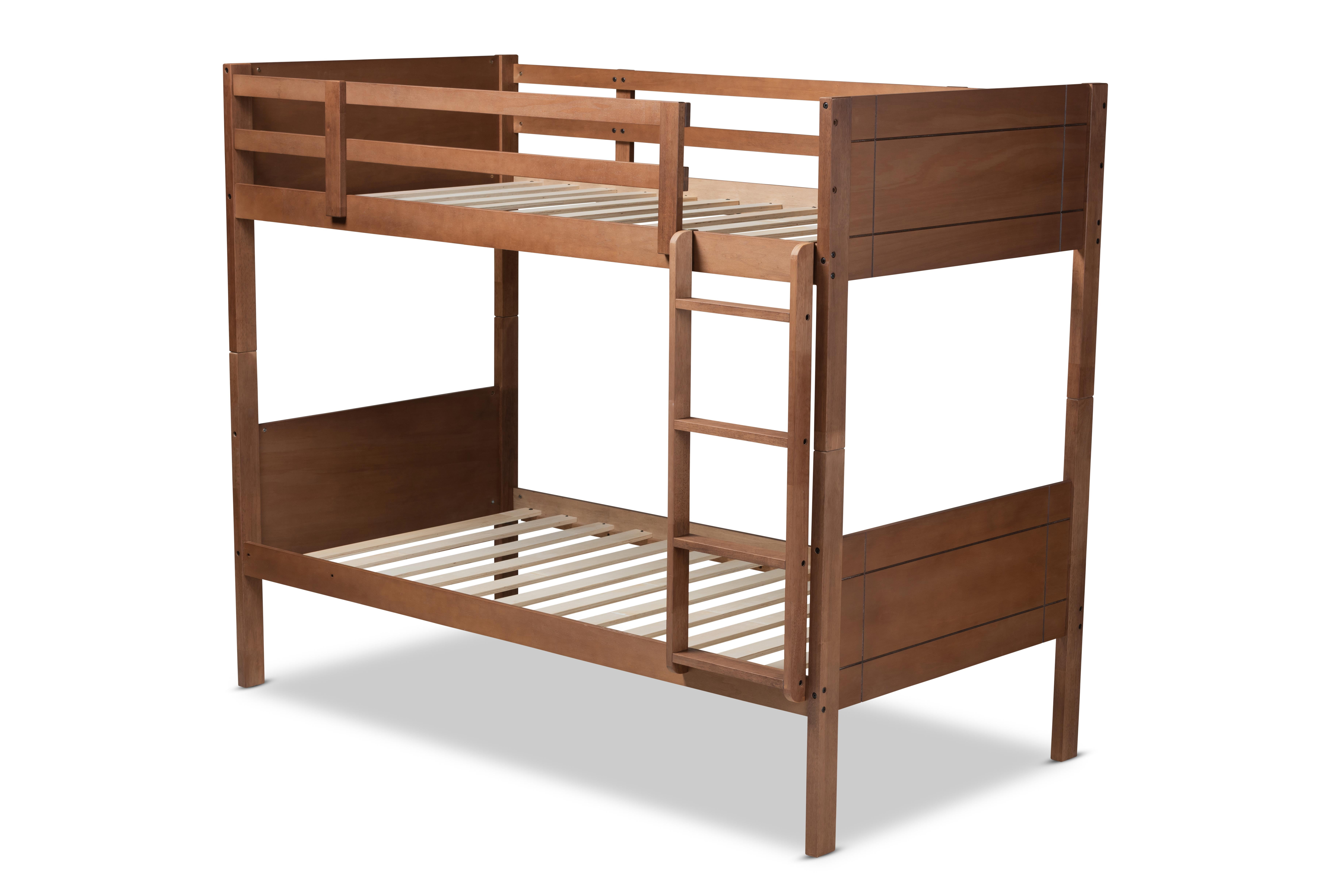 Baxton Studio Elsie Modern and Contemporary Walnut Brown Finished Wood Twin Size Bunk Bed
