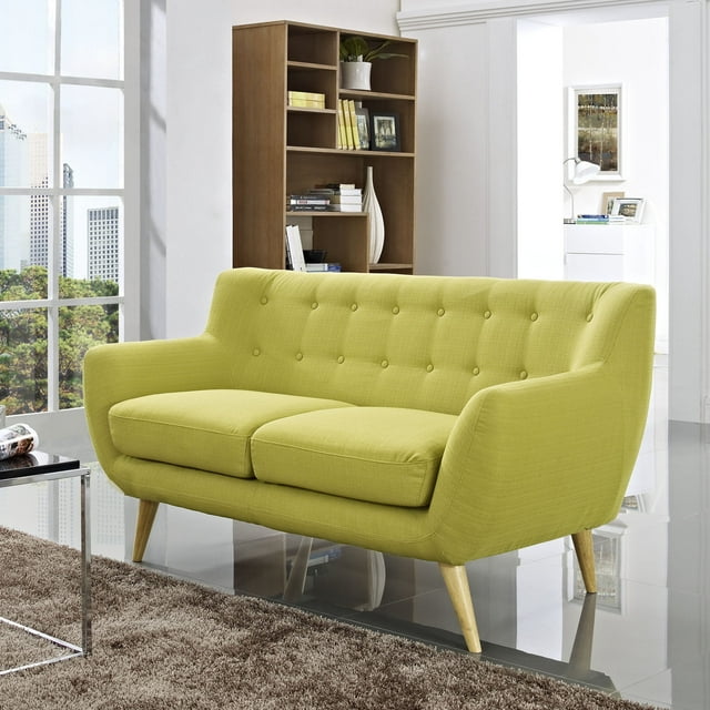 Modway Loveseat Moderne Rembourré en Tissu, Vert Herbe de Blé