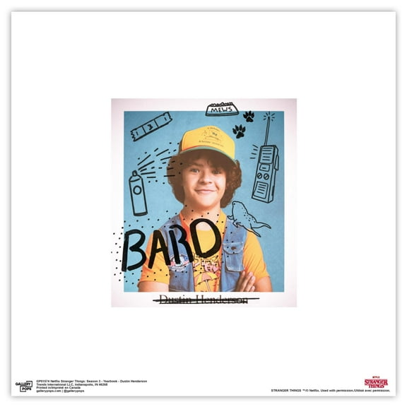 Gallery Pops Netflix Stranger Things: Season 3 - Yearbook - Dustin Wall Art, Unframed Version, 12" x 12"