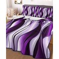 thumbnail image 3 of Quilts Twin XL Size, Purple Striped Ombre Soft Comforter Bedding Set for Bed, Modern Purple Moire Geometric Lightweight Quilted Bedspread with Pillow Cover(2 Pieces) for All Season, 68x98 Inch, 3 of 6
