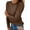 Coffee, variant on Women's Round Neck Solid Color Hollow Stitching Long Sleeved T Shirt Features: Small Tops Miss Long Sleeve Shirts for Women Athletic V Neck Shirts Women Womens Solid T Shirts Workout Tops T Shirts