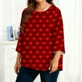 thumbnail image 5 of Posijego Plus Size Tops for Women Valentine's Day Shirt Heart Graphic Tee Women's 3/4 Length Sleeve Shirt Cute Blouses, 5 of 6