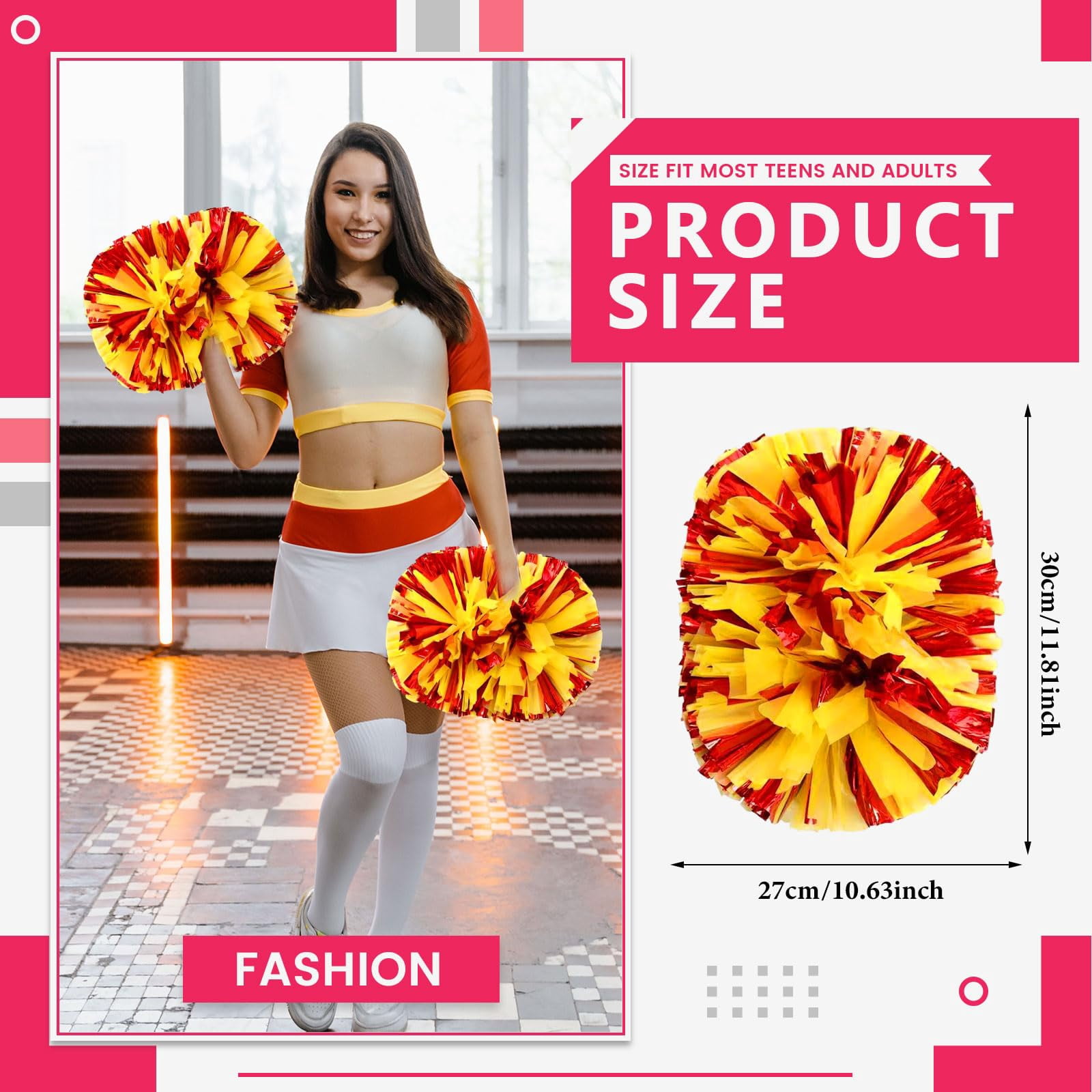10 Pcs Cheerleading poms,pom poms Cheerleading with Handle Style Cheer Pom Pomsfor Dance, Matches, Team Spirit Sports