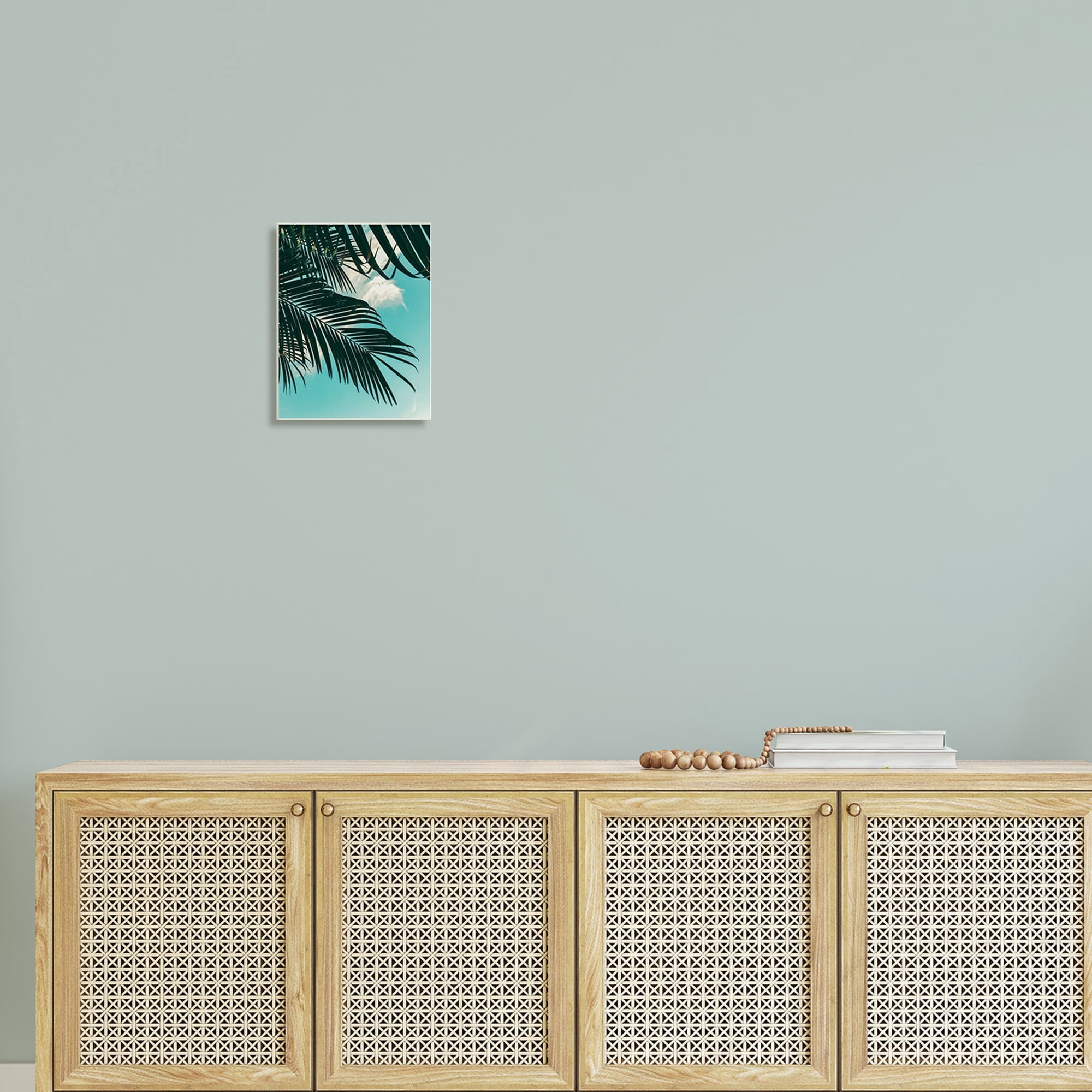 Stupell Industries Bright Tropical Palm Tree Leaves Against Blue Sky Wood Wall Art, 10 x 15, Design by Amy Brinkman