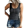thumbnail image 4 of Women Tank Tops Summer Casual Ribbed Sleeveless Basic Cami Top Slim Henley Button Down Blouses, 4 of 6