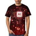 thumbnail image 4 of LAOLIUSN Men's AI Artificial Intelligence Graphic T-Shirt, Futuristic Techwear All Over Print Tee, M, 4 of 7