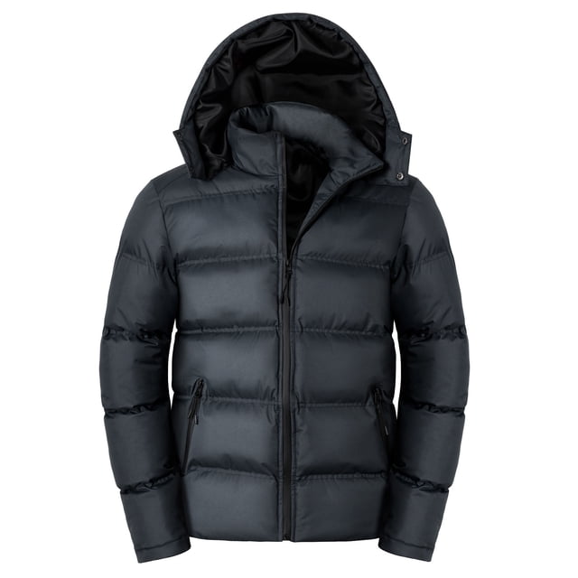 RKSTN Mens Puffer Jacket Stand Collar Zip Up Quilted Lightweight Down Jacket Winter Solid Color Warm Hooded Jacket with Pockets