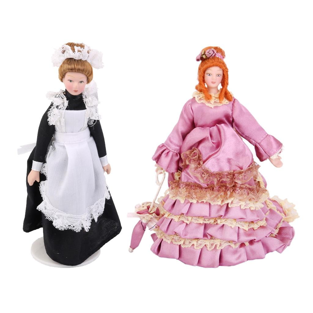 Dolls House Victorian Maid Doll Miniature 1,12 Scale Lady Doll 