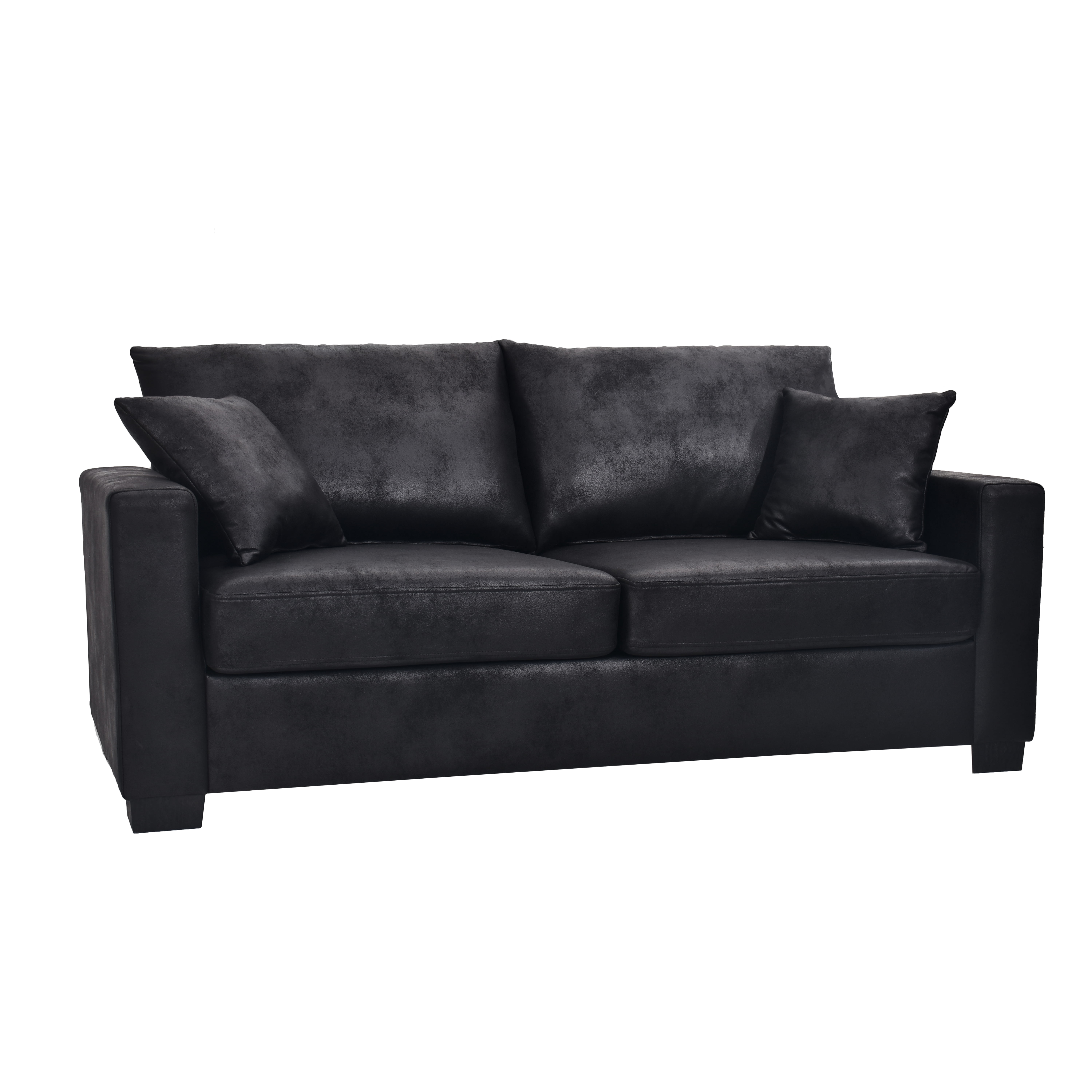 69" Modern Loveseat Sofa with Deep Seat & 2 Pillows,PU Fabric Upholstered Sofa Couch for Living Room,Bedroom,Black