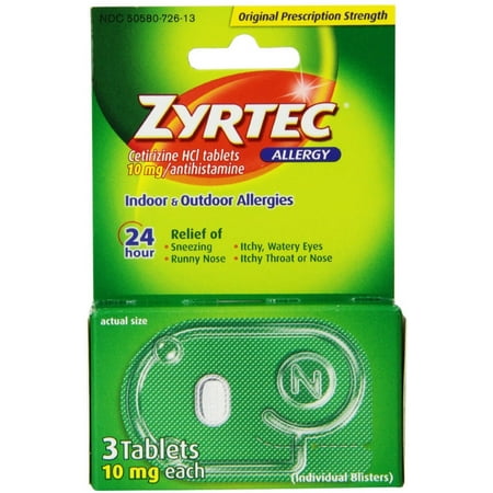 Zyrtec Allergy 10 mg Tablets, Blister Pack 3 ea (Pack of 2 ...