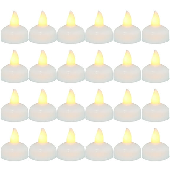 24 Pack Waterproof Flameless Floating Tealights, Warm White Battery Flickering LED Tea Lights Candles - Wedding, Party, Centerpiece, Pool & SPA