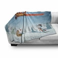 thumbnail image 3 of Christmas Soft Flannel Fleece Throw Blanket, Santa in a Plane Flying over the Forest with Snowman Jolly Season Celebration, Cozy Plush for Indoor and Outdoor Use, 70" x 90", Blue Orange, by Ambesonne, 3 of 6