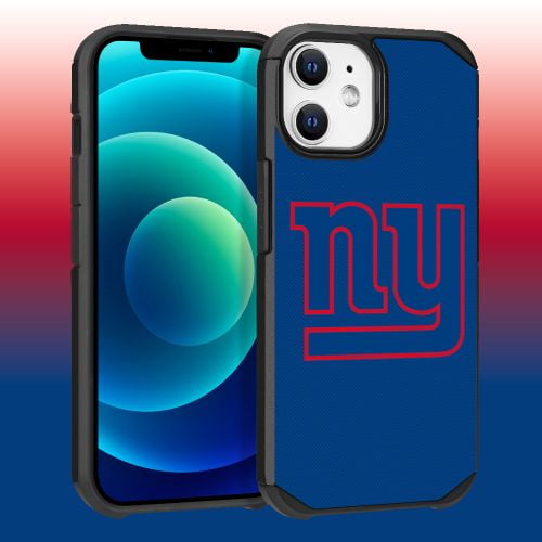 Apple iPhone 12 (6.1) - NFL Licensed New York Giants Team Logo on Blue Textured Dual Layer Case