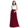 thumbnail image 1 of KOH KOH Long Flowy Cute Modest High Empire Waist Full Floor Length Pockets Casual Semi Formal Vintage Work Office Workwear Maxi Skirt For Women Crimson Dark Red XXX-Large US 22-24 NT325, 1 of 7