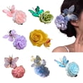 thumbnail image 2 of Xinwanna Butterfly Hair Clip Artificial Peony Flower with Acrylic Crocodile Clip Flower Hair Barrette for Beach Vacation Party Dress-up (Type D), 2 of 13