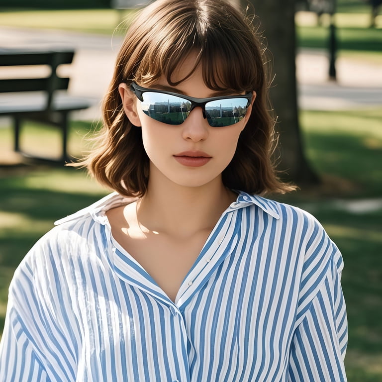 Joopin Sport Sunglasses, Wrap Around Mirrored Silver photo 3