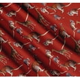 thumbnail image 3 of Soimoi Red Cotton Cambric Fabric Kangaroo & Giraffe Animal Print Sewing Fabric Yard 42 Inch Wide, 3 of 7