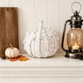 thumbnail image 6 of White Hand Woven Pumpkin Decor, Handmade Fall Pumpkin Figurine, Halloween Thanksgiving Tabletop Ornament, Rustic Fabric Pumpkin Decoration for Shelf Mantel Home Party Autumn Decor Gift, 6 of 6