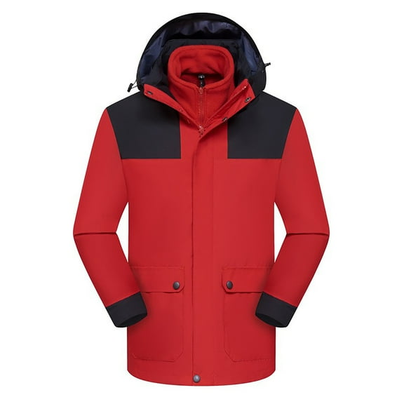 Njoeus Womens Mens Waterproof Ski Jacket Hooded 3-in-1 Windbreaker Winter Coat Fleeces Inner Hoodies Snow Coat for Outdoor Hiking M-6XL (Available in Plus Size)
