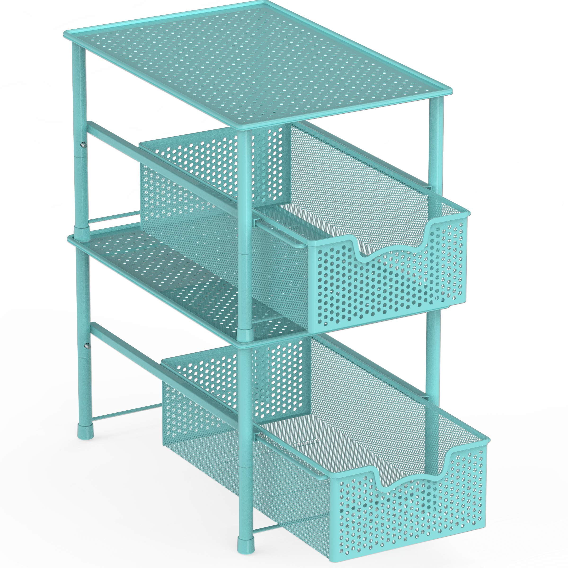 Stackable Under Sink Cabinet Organizer Drawer Sliding Basket Storage White Durable Space Saver