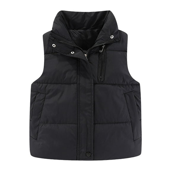 Zshosam Toddler Vest Girl Toddler Boys Girls Hooded Puffer Vest Padded Warm Winter Jacket Sleeveless Zipper Up Coat with pocket Size 7T 8T,(Black 7-8 Years)