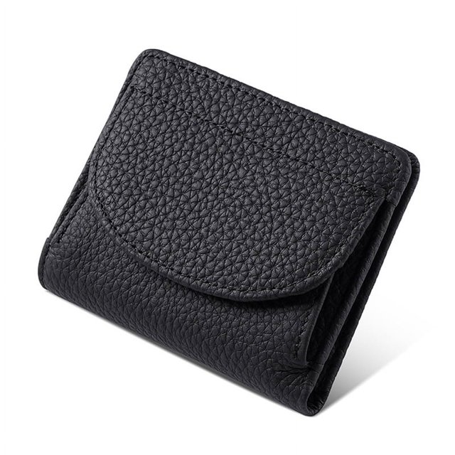 Cartera de cuero genuino para mujer, con cepillo antirrobo, funda de seguridad para dinero, funda de bolso de moda, monedero con hebilla para cambio