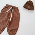 thumbnail image 1 of [Material cepillado] pantalones de chándal sueltos para niñas pequeñas, pantalones de chándal casuales de Color sólido, pantalones deportivos de Hip Hop para niños, 1 of 5