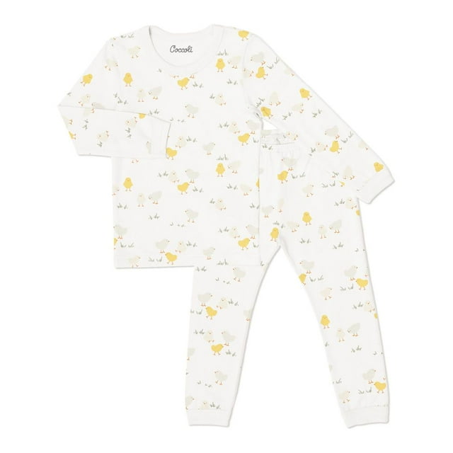 Coccoli Cotton-Modal Long Sleeve Pyjamas - Chicks on Cream (2 Years, 27-30 lbs)