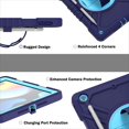 thumbnail image 4 of Decase for for iPad 9th/ 8th/ 7th Gen Military Grade Protection Case,Built-in Rotation Ring Stand,with Shoulder Strap & Hand Strap,with Pen Holder,Rugged Shockproof Heavy Duty Case Cover,Navyblue, 4 of 13