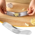 thumbnail image 1 of Bargain Qaailabf Stainless Steel Arc-shaped Manual Garlic Press, Boat-shaped Garlic Masher, Kitchen Tool, 1 of 9
