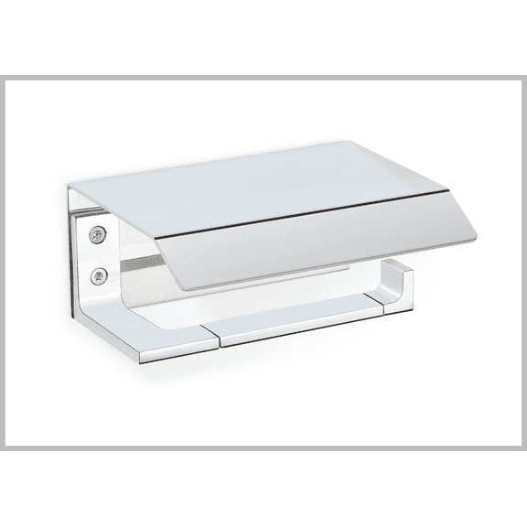 Orio polished chrome toilet paper holder with lid. Bath tissue holder