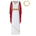thumbnail image 3 of YiZYiF Womens Greek Goddness Costume Ancient Greece Queen Gold Trim Toga Dress for Halloween Cosplay Burgundy-A S, 3 of 7