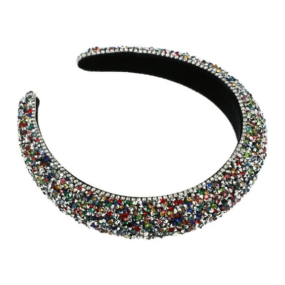 Unique Bargains 1 Pc Rhinestone Headband Bling Padded Hairband  Hair Accessories for Women Multicolor 1.18 Inch