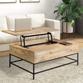 thumbnail image 2 of Audrey 45 Inch Handcrafted Mango Wood Coffee Table, Lift Top, Grain Details, Natural Brown, Black- Saltoro Sherpi, 2 of 7