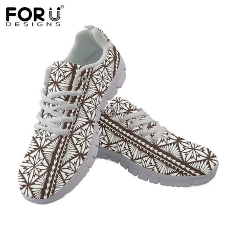 

Casual Ladies Breathable Sneakers Beautiful Polynesian Pattern Air Mesh Ladies Shoes Light Laces Up Flats Footwear