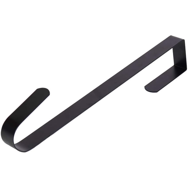 Colgador de corona de 15.0 in para decoración navideña de puerta delantera, gancho individual de metal sobre la puerta, negro Adepaton WRMH-33-1